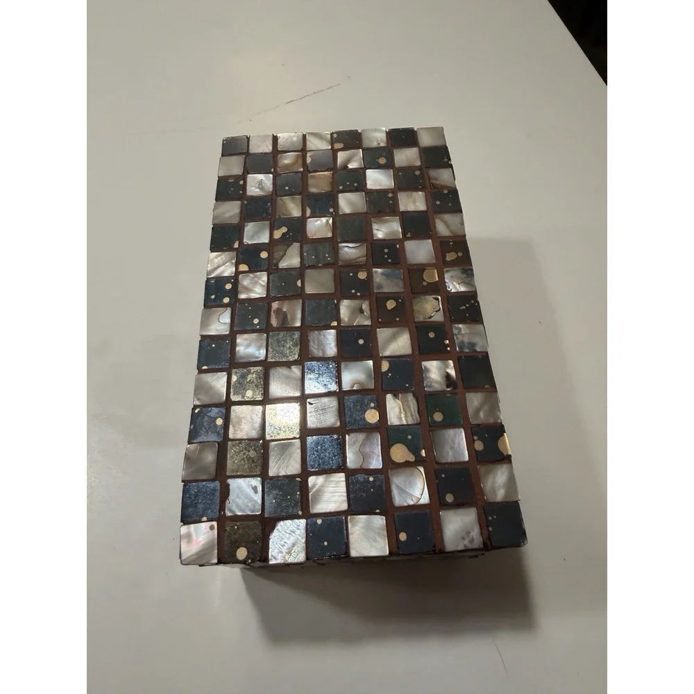 Beautiful Handmade & Applied Multicolor Mosaic Glass Tiles Wood Box lined